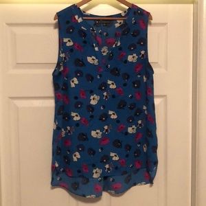 Pink, white, and blue flower print shell